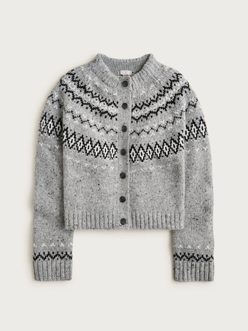 J.Crew Women Fair Isle Cardigan In Wool Alpaca Blend Gray Large Cabin Core NWT - Picture 16 of 16